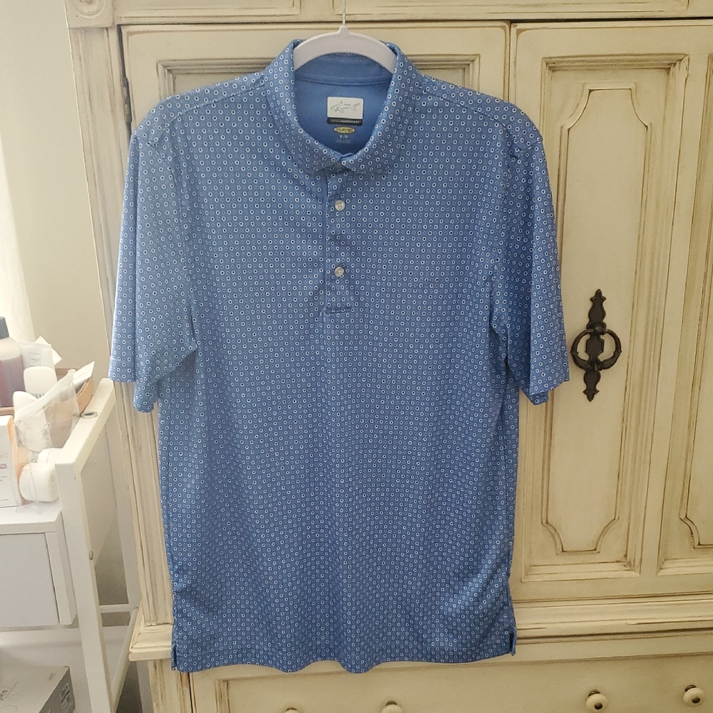 Greg Norman Collection Blue Geometric Polo Shirt